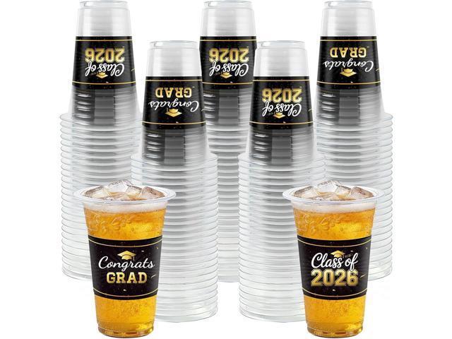 HongyiTime 100 Pack 16 oz Graduation Cups, Class of 2026 Graduates Disposable Tableware Set- Graduation Party Supplies & Favors