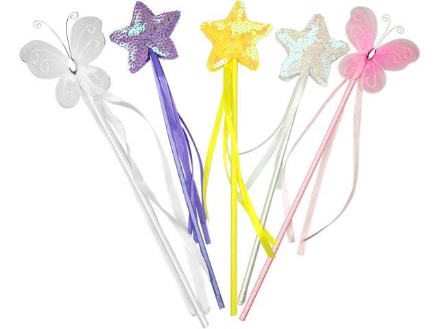 Princess Wand Kit for Girls Magical Toy Wands for Dress Up Halloween Costume Magic Shows Cosplay Birthday Party Baby Showers Butterfly and Star Wands