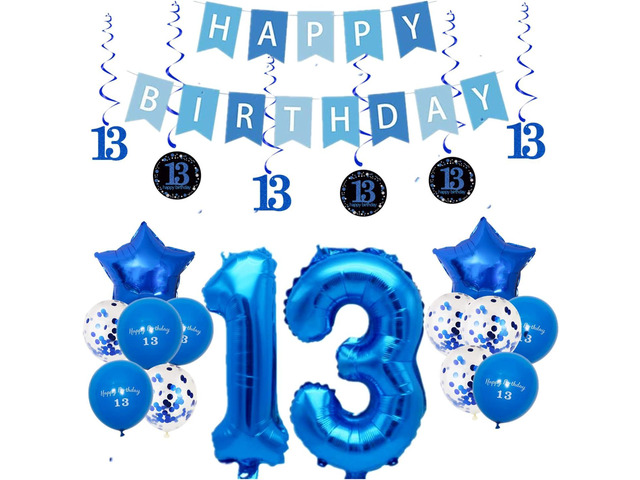 13th Birthday Party Decorations Kit for Kids,13 Balloon Arch & Banner Set, All-in-One Party Supplies, Easy Setup, Perfect for Boys Girls Birthday...