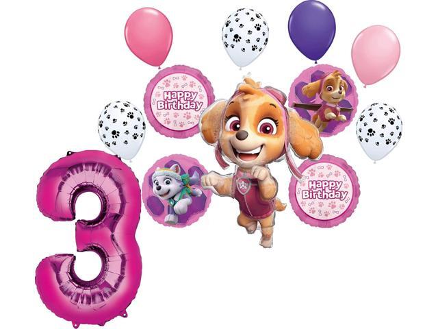 Skye and Everest 3rd Birthday Party Supplies Girl Paw Pups on Patrol Balloon Bouquet Decorations 12ct
