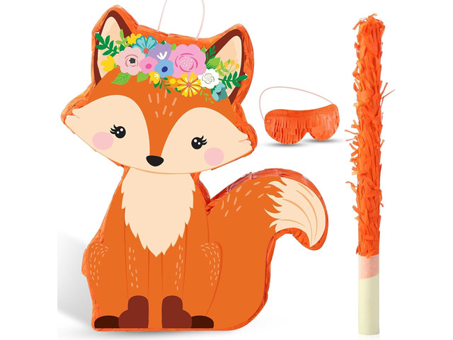 Fox Pinata Woodland Theme Birthday Decorations Pinata Include Stick Blindfold Confetti Woodland Fox Themed Birthday Party Supplies for Party Decor