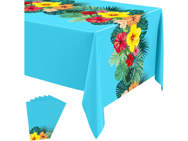 Irenare 6 Sheets Hawaiian Luau Tablecloths for Party Decoration 54 x 108'' Tropical Palm Leaves Table Cloth Hawaii Disposable Rectangular Plastic...