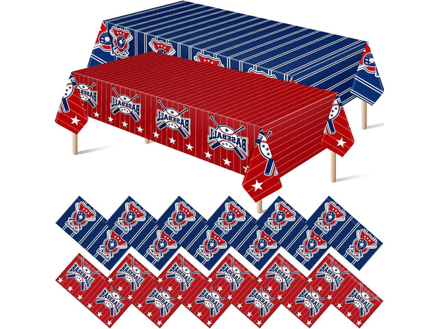 Mixweer 12 Pcs Baseball Plastic Tablecloth Birthday Party Decorations 54 x 108 Inch Baseball Field Rectangular Plastic Table Cover for Sports Theme...