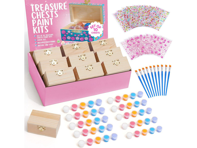10 Sets Jewelry Box Painting Set for Kids with Stickers - Bulk Stockings & Birthday Goodie Bag Stuffer - Kids Party Favors Toy Return Gifts -...