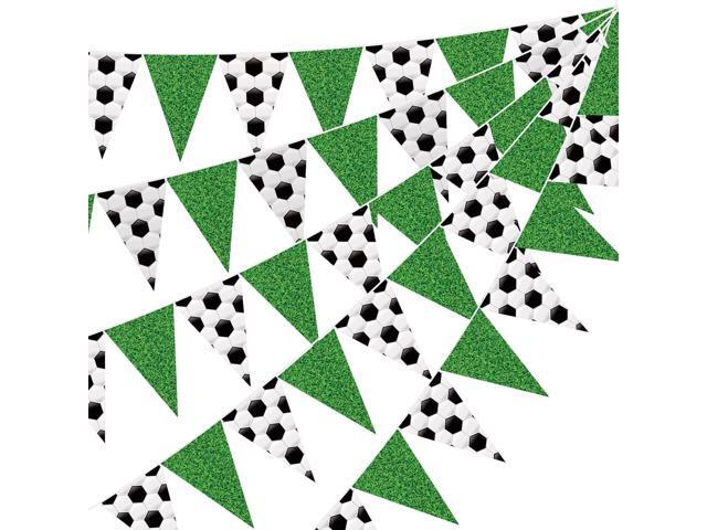 Jetec 5 Pcs 49 ft Soccer Party Decorations Pennant Banner Theme Triangle Flags Garland Bunting Banner for Soccer Fans Outdoor Indoor Home Sport.