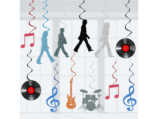 Rock and Roll Party Decorations 60s Retro Rock Music Party Streamers Hanging Swirls Decor 24Pcs Party Ceiling Decor Banner Supplies Event Birthday...