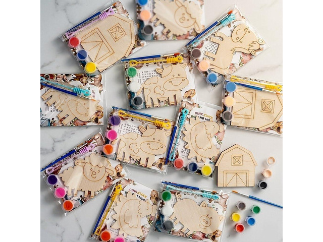 GEECOZYLIFE Farm Animals Party Favors - 12PCS Farm Animal Wooden Craft Kit - Barnyard DIY Party Favors, Birthday Party Supplies, Goodie Bag...