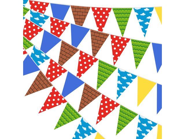 Pasimy 5 Pcs Brothers Birthday Decorations Red Blue Yellow Green Pennant Banners Flags Cartoon Brother Bunting Banner Garland for Cartoon Video...