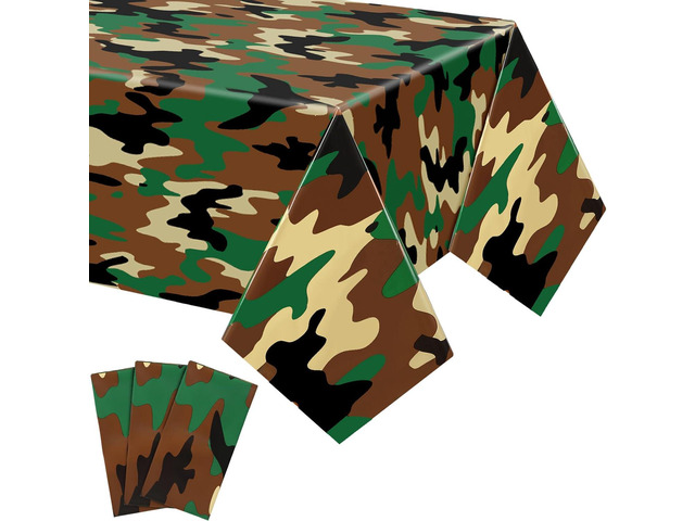 Mixweer Camo Tablecloth Plastic 54 x 108 Inch Camouflage Tablecovers Disposable Camo Table Cloths for Parties Camouflage Party Table Covers for...