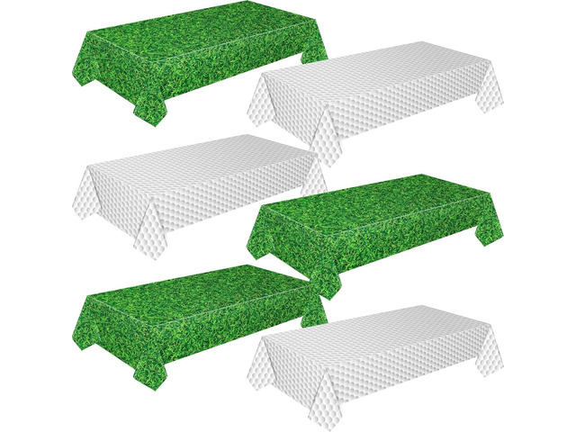 Mixweer 6 Pcs Golf Grass Plastic Tablecloth Birthday Party Decorations 54 x 108 Inch Golf Grass Rectangular Plastic Table Cover for Sports Theme...