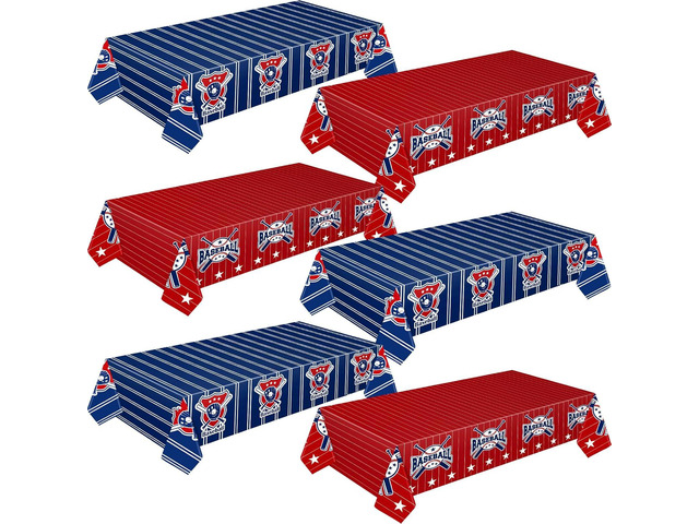 Mixweer 6 Pcs Baseball Tablecloths, Baseball Birthday Decorations with Plastic Tablecloth Sports Table Cover for Boys Sports Event Birthday Games &...