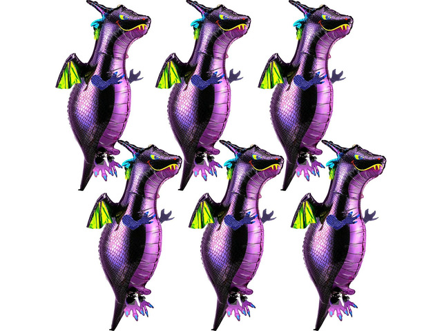 Sumind 6 Pieces Dragon Balloons Aluminum Foil Flying Magic Dragon Balloons for Medieval Theme Birthday Baby Shower Fantasy Party Supplies