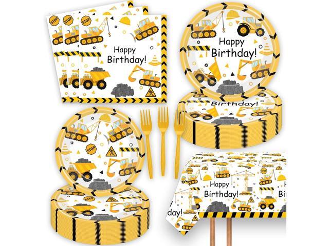51 Pcs Construction Birthday Party Supplies Dump Truck Tablecloth Paper Plates Napkins Forks Dinnerware for Construction Baby Shower 1st 2nd 3rd...