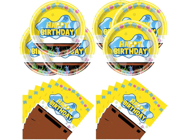 Yellow Birthday Party Supplies, 20 Plates and 20 Napkins, Yellow for Kids Birthday Party Decorations