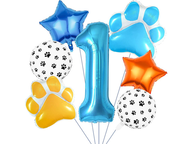 Dog Balloons Decoration Supplies Include 40 IN 1 Balloon Number Dog Paw Balloons Paw Print Balloon for Pet Dogs Themed Happy 1st Birthday Party...