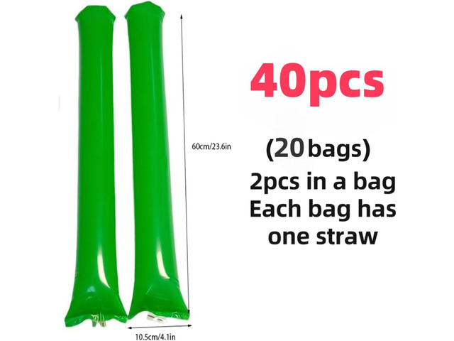 40pcs Round headTeam Spirit Boom Sticks Thunder Sticks Cheering Sticks Team Spirit Plastic Cheerleading Spirit Stick Clapper Inflatable Noise Maker...