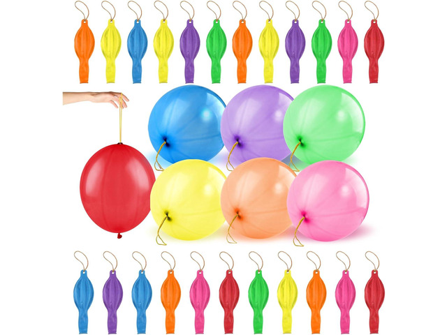 30pcs Punch Balloons for Kids, Thickened Neon Punching Balloon, Large Heavy Duty Balloons with Rubber Band Handle for Easter Egg Fillers, Birthday...