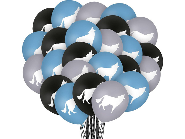 30 Pcs Wolf Balloons Wolf Birthday Party Decoration Balloons 12 Inches Latex Balloon for Baby Shower Birthday Animal Party Decor Supplies