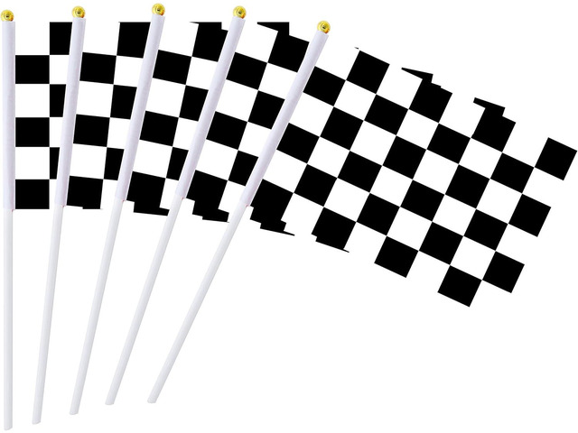 Racing Checkered Flag Pennant Banner, 50 Pack, Black & White, Decorations for Race Car Party & Sport Events