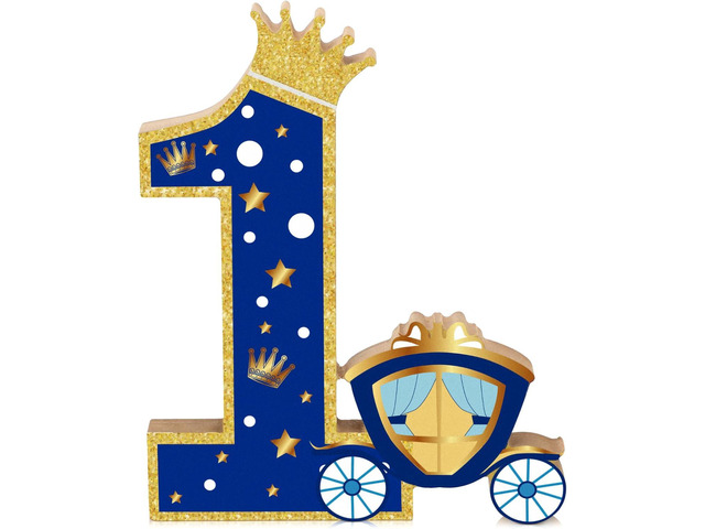 Amyhill Prince Number 1 Wooden Sign Royal 1st birthday Table Centerpiece Prince First Birth Party Decorations for Baby Boy Girl 1st Birthday Baby...