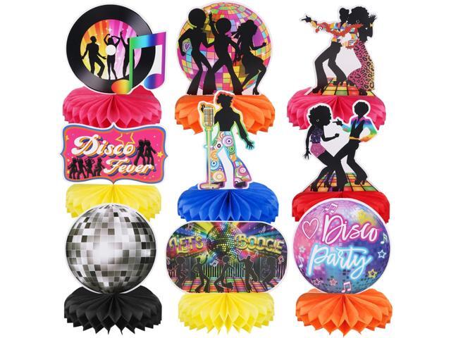 70s Disco Table Centerpieces for 1970s Disco Fever Party Decorations 9pcs Dancing Queen Boogie Honeycomb Centerpieces for Party Table Decors Back.