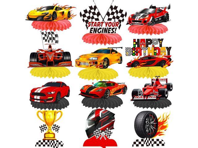12Pcs Race Car Birthday Centerpieces for Children Car Racing Decorations for Race Car Birthday Supplies Race Car Party Supplies