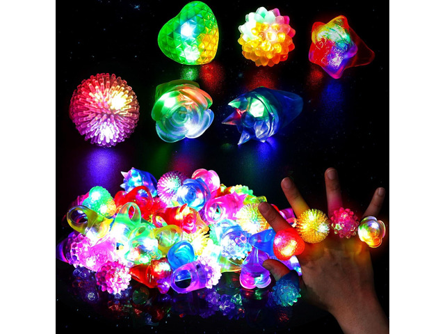 LovesTown 24PCS Light Up Rings, Party Favors for Kids, 6 Styles Glow in the Dark Party Supplies for Goodie Bags Basket Stuffers Treasure Box Toys...