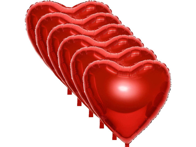 6 Pieces 32'' Large Heart Shaped Balloons Huge Foil Balloons Valentine's Day Balloons Red Heart Balloons for Wedding Engagement Anniversary Decor...