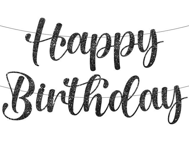 KatchOn, Cursive Black Happy Birthday Banner - Glitter, Pre-Strung, 10 Feet Happy Birthday Backdrop for Black Birthday Decorations for Men, Women