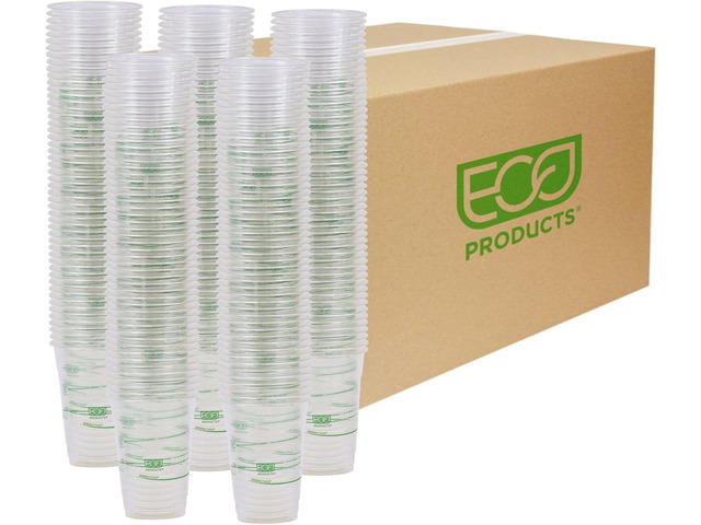 ECO PRODUCTS GreenStripe Clear Compostable 16oz PLA Plastic Cups, Case of 1000, Disposable Renewable Plant-Based Cold Cups, For Cold Drinks &...