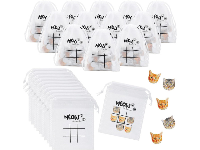 Sotiff 36 Sets Cat Tic Tac Toe Games for Kids Kitties Party Favors Cat Goody Bag Stuffers Classroom Exchange Gifts Outdoor Indoor Activities for...