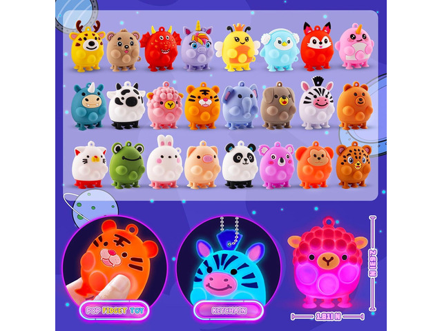 ChildFun Party Favors for Kids, 24 PCS Light UP 3D Animal Suction Pop Fidget Toys, Glow in The Dark Party Supplies, Goodie Bags Stuffers for Kids,...