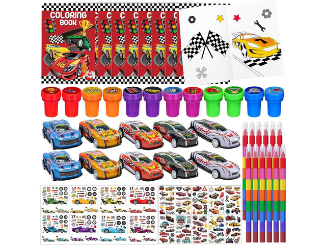 144 Pcs Race Car Coloring Book Bulk,Checkered Flags Racing Party Favors Goodie Bags Fillers, Let's Go Racing Birthday Party Supplies Classroom...