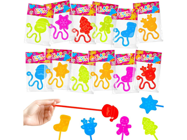 100 PCS Bulk Christmas Sticky Hands Toys Gifts for Toddlers, Holiday Party Favors Supplies Basket Stocking Stuffers Fillers for Kids, Winter School...