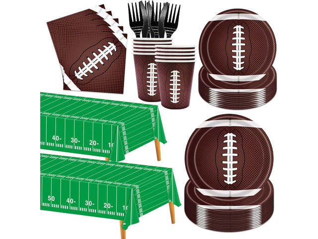146PCS Football Party Tableware Set Football Plates and Napkins Party Supplies Football Birthday Party Decorations Superbowl Party Supplies...