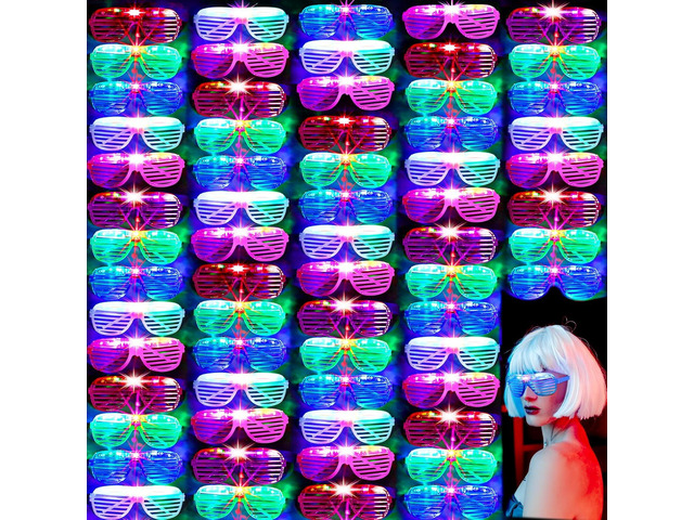 Honoson 102 Pcs LED Glasses Light Up Glasses Glow in the Dark Party Supplies Glow Sticks Sunglasses Neon Favors for Adult Wedding Birthday Rave...