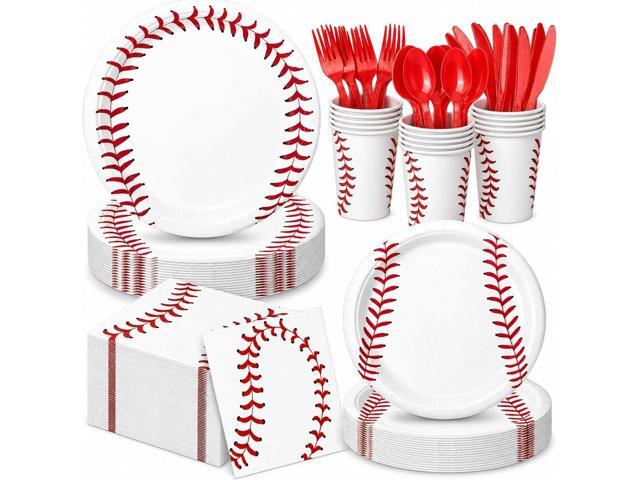 140 PCS Baseball Birthday Decorations, Baseball Party Supplies Includes Plates, Napkins, Cups, Cutlery for Sports Baseball Party Decorations