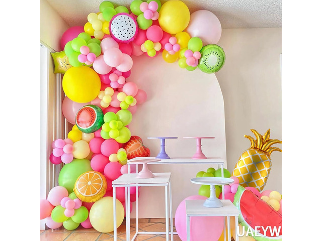 149pcs Twotti Fruity Balloon Arch Kit - Pastel Pink Yellow Green Citrus Balloons with Watermelon Pineapple Tropical Mylar Foil Balloons for 2nd...