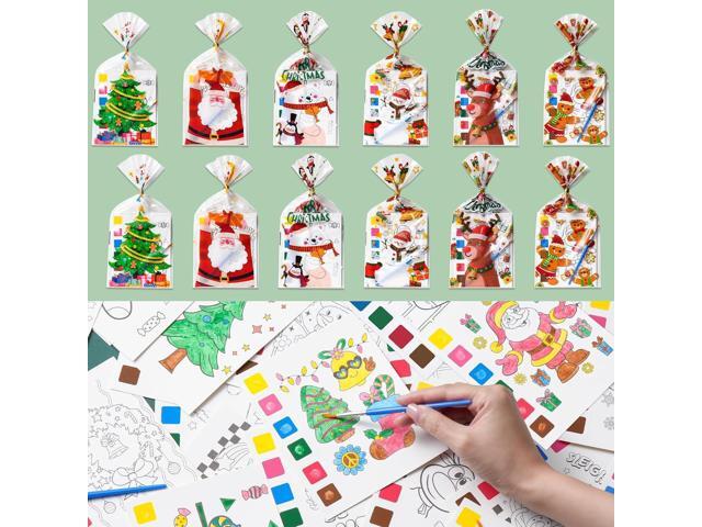 Cracoring Christmas Party Favors for Kids, 24 Pack(192 PCS) Christmas Water Coloring Books with Goodie Bag Stocking Stuffers School Party Supplies.