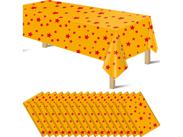Anime Plastic Tablecloths for Rectangle Tables, Plastic Table Cover Disposable Red Stars Table Cloth for Party Decor Supplies Birthday Themed Party...