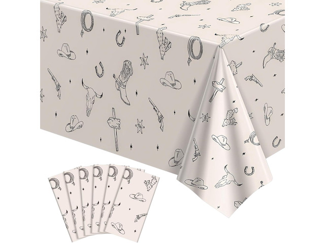 NatNarr 6 Pack Western Cowboy Party Decorations Tablecloth, 54 X 108Inch Rodeo Table Covers Disposable Cowboy Table Cloth Waterproof Tables Cover...