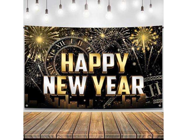 KatchOn, XtraLarge Happy New Year Banner - 72x44 Inch New Year Backdrop 2026 New Years Decorations 2026 NYE Eve Banner For NYE Decorations.