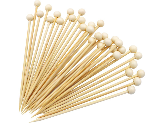 BLUE TOP 4.7 in 200PCS Wooden Ball Food Cocktail Picks Food Skewers Bamboo Picks for Charcuterie, Appetizers, & Cocktail Picks For Parties