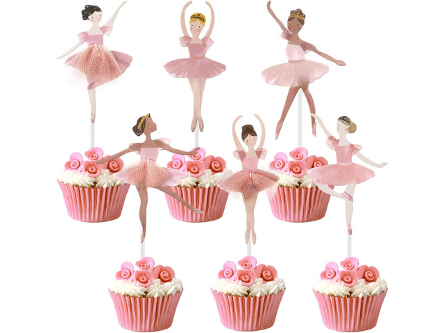 36 Ballerina Cupcake Kit Colorful Ballet Tutu Dancer Girls Cupcake Toppers Ballet Slipper Picks Dancing Cake Dessert Muffin Toppers for Wedding...