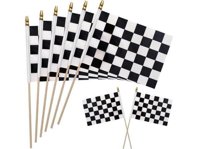 WEITBF 12 Pack 8×12 Inch Black and White Checkered Racing Flags Small Race Car Flags on Stick Mini Handheld Flag Outdoor Decorations