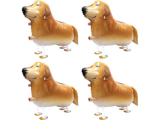 Cute Pet Walking Animal Dog Balloon Walk Golden Retriever Balloons, 4 Pack Air Walkers Puppy Balloons Golden Retriever Dog Party Decoration for.