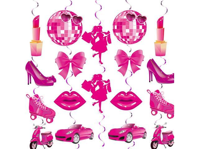 Pink Party Decorations - Hot Pink Girls Hanging Bachelorette Party Decoration - Princess Birthday Supplies for Girls Doll Theme Party Cowgirl Decor