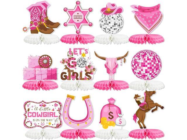 12PCS Cowgirl Party Decorations Western Cowgirl Honeycomb Centerpieces for Tables Lets Go Girls Party Decor for Birthday Baby Shower Supplies