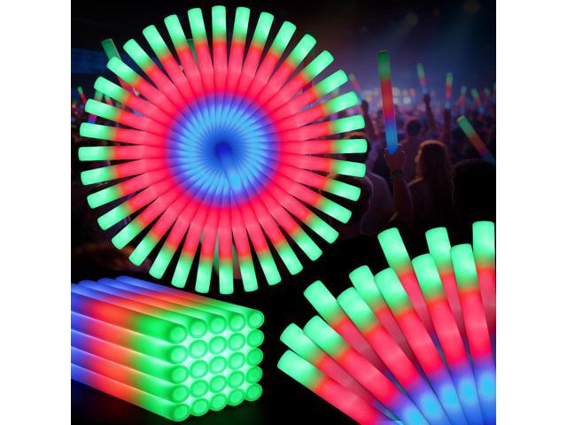 SHQDD 60PCS Foam Glow Sticks Bulk, Light up in the Dark Party Supplies with 3 Colorful Flashing Modes, Glow Party Pack for Wedding, Birthday,.