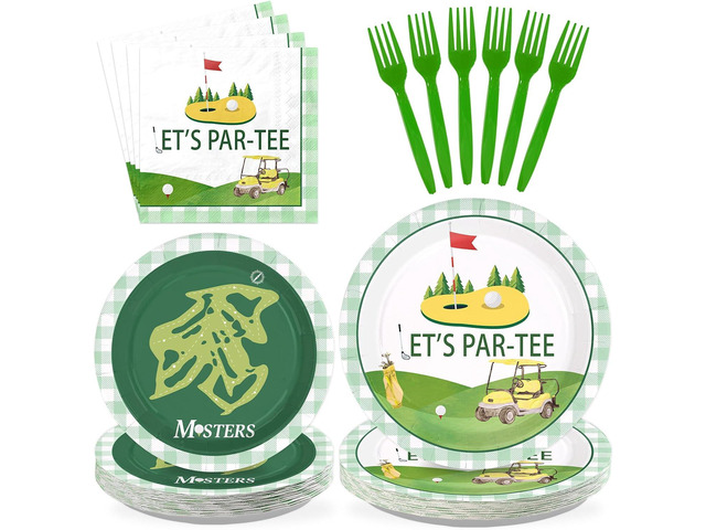 96 Pcs Golf Party Decorations Yellow Green Golf Plates and Napkins Disposable Lets Par-Tee Tableware Set for Boys Girls Golf First/1st Birthday...